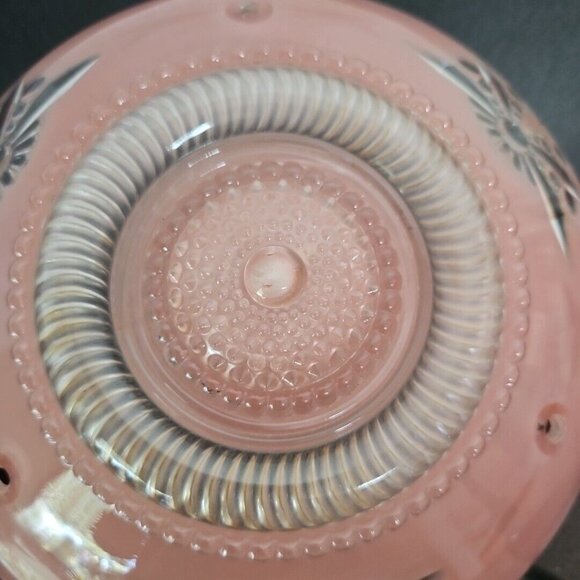 Vintage Pink Starburst Ceiling Shade Frosted Glass Light Fixture Cover 3 Hole - Picture 7 of 16